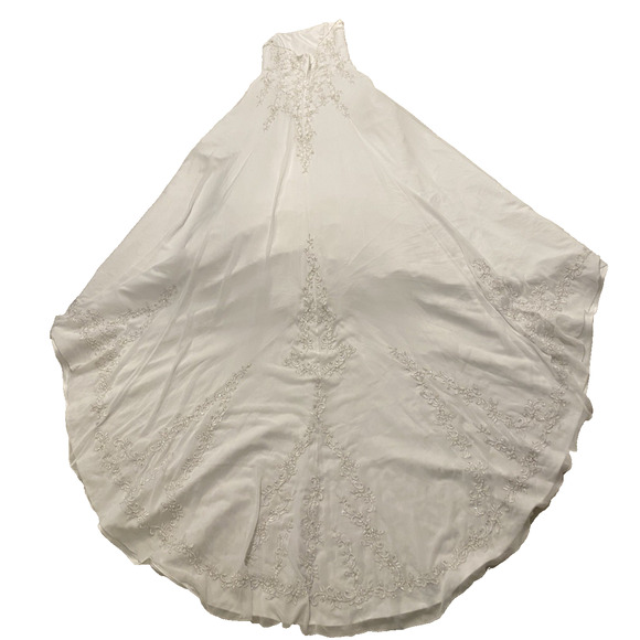 David's Bridal Wedding Dress Womens 12 Strapless Beaded Tiered Ball Gown w Train - Picture 15 of 16